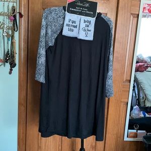 M Black/ Leopard sleep shirt and sock gift set